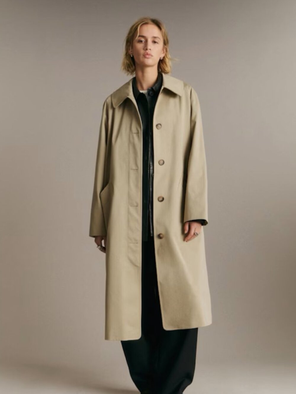 NWOT Sezane Clyde Rain Coat - Light Beige Trentch